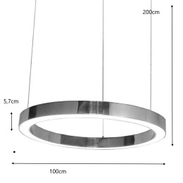 LAMPA WISZĄCA OKRAGŁA RING 100 SREBRNA - LED, stal polerowana KING HOME