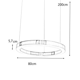 King Home Lampa wisząca sufitowa RING 80 złota - LED, stal nierdzewna osłona tworzywo mleczny