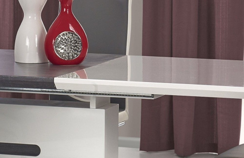 Halmar stół rozkładany MONACO 160-220x90 MDF laminowany MDF lakierowany biały / popiel stal nierdzewna Halmar stół rozkładany MONACO 160-220x90 MDF laminowany MDF lakierowany biały / popiel stal nierdzewna