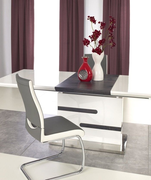 Halmar stół rozkładany MONACO 160-220x90 MDF laminowany MDF lakierowany biały / popiel stal nierdzewna Halmar stół rozkładany MONACO 160-220x90 MDF laminowany MDF lakierowany biały / popiel stal nierdzewna