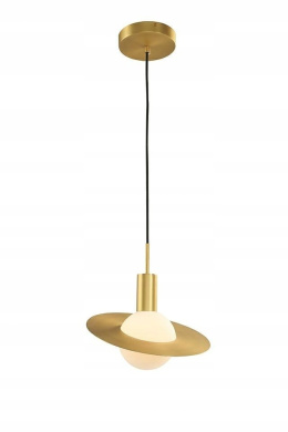 MOOSEE lampa wisząca URAN - złota połączenie mosiądzu w złotym kolorze i kulistego klosza wykonanego z mlecznego szkła