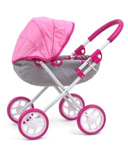 Milly Mally Wózek dla lalek Dori Prestige Pink Różowy Szary składany głęboki wygląda jak prawdziwy wózek dziecięcy 3 lata+