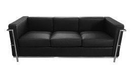 Sofa trzyosobowa SOFT LC2 czarna - włoska skóra naturalna, metal