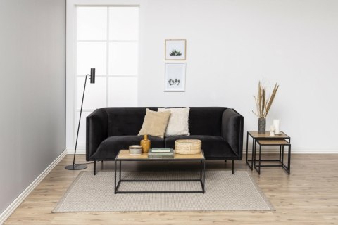 ACTONA Zestaw stolików kawowych Seaford blat dąb naturalny wykończony laminatem podstawa metal malowany proszkowo czarny ACTONA Zestaw stolików kawowych Seaford blat dąb naturalny wykończony laminatem podstawa metal malowany proszkowo czarny