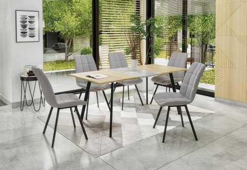 Halmar stół prostokątny rozkładany ALBON MDF fornir dąb sonoma/popielaty, nogi stal malowana proszkowo czarny 120-160x80 Halmar stół prostokątny rozkładany ALBON MDF fornir dąb sonoma/popielaty, nogi stal malowana proszkowo czarny 120-160x80