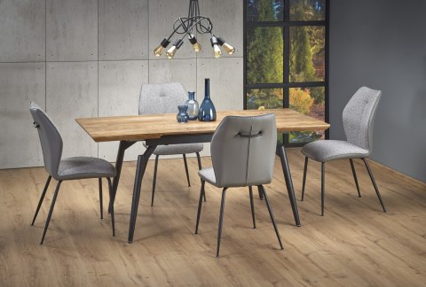 Halmar stół CAMBELL rozkładany 140-180x80 blat MDF okleinowany - dąb naturalny, nogi - stal malowana czarny Halmar stół CAMBELL rozkładany 140-180x80 blat MDF okleinowany - dąb naturalny, nogi - stal malowana czarny