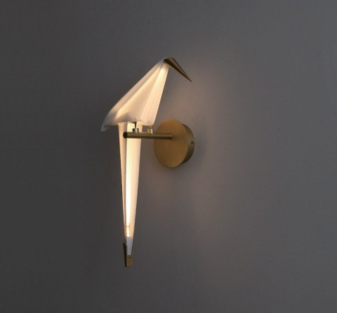 King Home Kinkiet Lampa ścienna LORO WALL LEFT metal złoty - LED klosz tworzywo PP biały w kształcie ptaka King Home Kinkiet Lampa ścienna LORO WALL LEFT metal złoty - LED klosz tworzywo PP biały w kształcie ptaka