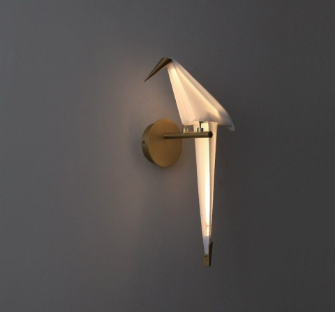 King Home Kinkiet Lampa ścienna LORO WALL RIGHT metal złoty - LED klosz tworzywo PP biały w kształcie ptaka King Home Kinkiet Lampa ścienna LORO WALL RIGHT metal złoty - LED klosz tworzywo PP biały w kształcie ptaka