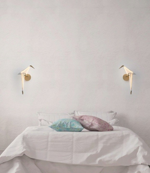 King Home Kinkiet Lampa ścienna LORO WALL RIGHT metal złoty - LED klosz tworzywo PP biały w kształcie ptaka King Home Kinkiet Lampa ścienna LORO WALL RIGHT metal złoty - LED klosz tworzywo PP biały w kształcie ptaka