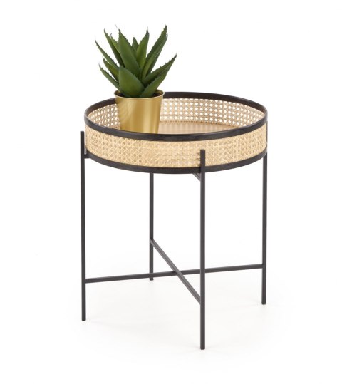 Halmar ława LANIPA czarny / rattan naturalny fi 50 Halmar ława LANIPA czarny / rattan naturalny fi 50