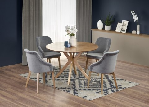 HALMAR stół NICOLAS okrągły dąb naturalny fi120cm blat MDF + okleina naturalna nogi lite drewno HALMAR stół NICOLAS okrągły dąb naturalny fi120cm blat MDF + okleina naturalna nogi lite drewno