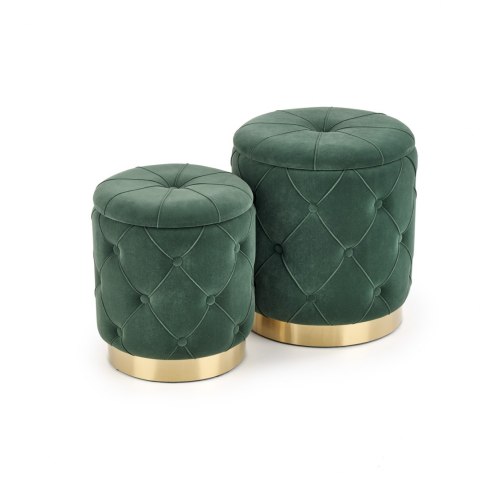 Halmar POLLY zestaw 2x pufa otwierana, ciemny zielony velvet, stal złoty fi 40 Halmar POLLY zestaw 2x pufa otwierana, ciemny zielony velvet, stal złoty fi 40