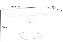 SIGNAL STÓŁ SATURN II CERAMIC ROZKŁADANY BLAT MDF+CERAMIKA BIAŁY EFEKT MARMURU/ BIAŁY MAT MDF+ STAL SZCZOTKOWANA 160(210)X90