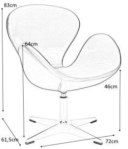 King Home Fotel SWAN WOOL PREMIUM obrotowy czerwony - wełna kaszmirowa, podstawa stal chromowana