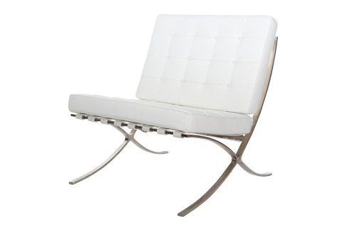 D2.DESIGN Fotel z podnóżkiem BA1 skóra naturalna biała D2.DESIGN Fotel z podnóżkiem BA1 skóra naturalna biała