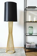 King Home Lampa podłogowa HOLMES złota błyszcząca stal węglowa czarny klosz tkanina usztywniona laminatem 1xE27 King Home Lampa podłogowa HOLMES złota błyszcząca stal węglowa czarny klosz tkanina usztywniona laminatem 1xE27
