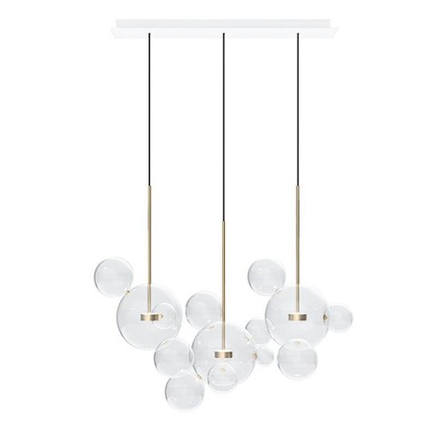 King Home Lampa wisząca CAPRI LINE 3 złota - LED anodowane aluminium kuliste klosze szkło bezbarwny przypomina bańki mydlane King Home Lampa wisząca CAPRI LINE 3 złota - LED anodowane aluminium kuliste klosze szkło bezbarwny przypomina bańki mydlane