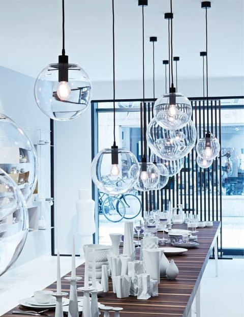 King Home Lampa wisząca sufitowa kula SANDRA 30 - szkło transparentny, metal czarny E27 King Home Lampa wisząca sufitowa kula SANDRA 30 - szkło transparentny, metal czarny E27