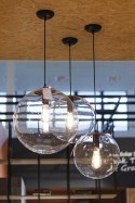 King Home Lampa wisząca SANDRA 40 - szkło transparentny , metal czarny E27