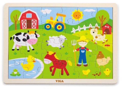 Viga Viga 50197 Puzzle na podkładce 24 elementy - farma