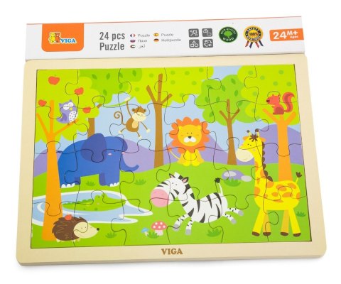 Viga Viga 50198 Puzzle na podkładce 24 elementy zoo Viga Viga 50198 Puzzle na podkładce 24 elementy zoo
