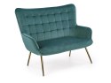 Halmar sofa kanapa tapicerowana CASTEL 2XL velvet ciemny zielony/ nogi złoty stal chromowana Halmar sofa kanapa tapicerowana CASTEL 2XL velvet ciemny zielony/ nogi złoty stal chromowana