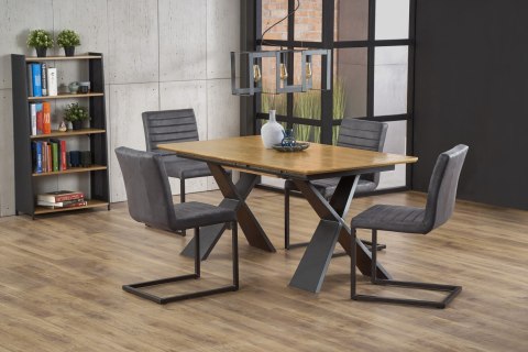 Halmar CHANDLER stół rozkładany 160-220x90 blat MDF okleina naturalna dąb naturalny / nogi stal malowana proszkowo czarny Halmar CHANDLER stół rozkładany 160-220x90 blat MDF okleina naturalna dąb naturalny / nogi stal malowana proszkowo czarny