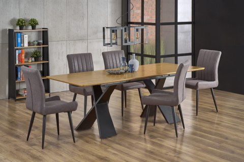 Halmar CHANDLER stół rozkładany 160-220x90 blat MDF okleina naturalna dąb naturalny / nogi stal malowana proszkowo czarny Halmar CHANDLER stół rozkładany 160-220x90 blat MDF okleina naturalna dąb naturalny / nogi stal malowana proszkowo czarny