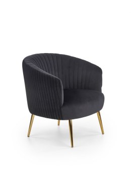 Halmar CROWN fotel wypoczynkowy czarny tkanina velvet/ złoty