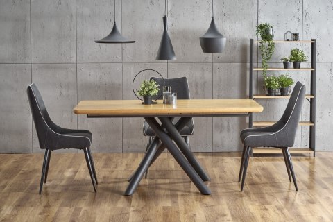 STÓŁ ROZKŁADANY DERRICK 160-200x90 PROSTOKĄTNY MDF okleina naturalna DĄB naturalny / NOGI STAL malowana proszkowo CZARNE HALMAR STÓŁ ROZKŁADANY DERRICK 160-200x90 PROSTOKĄTNY MDF okleina naturalna DĄB naturalny / NOGI STAL malowana proszkowo CZARNE HALMAR