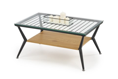 Halmar FELINA ława dąb złoty / czarny, szkło stal MDF Halmar FELINA ława dąb złoty / czarny, szkło stal MDF