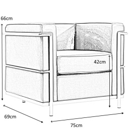 Fotel SOFT LC2 czarny - włoska skóra naturalna, chrom