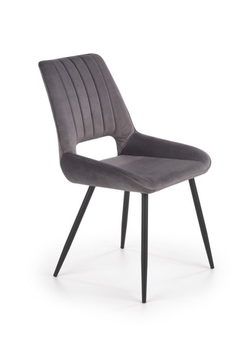 Halmar K404 krzesło Popielate / Czarne, tkanina velvet, nogi metal Halmar K404 krzesło Popielate / Czarne, tkanina velvet, nogi metal