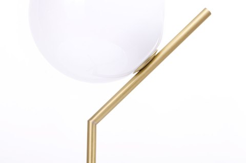 King Home Lampa biurkowa HALM 2 - mosiądz, kulisty klosz szkło biały G9 do domu hotelu lokalu King Home Lampa biurkowa HALM 2 - mosiądz, kulisty klosz szkło biały G9 do domu hotelu lokalu