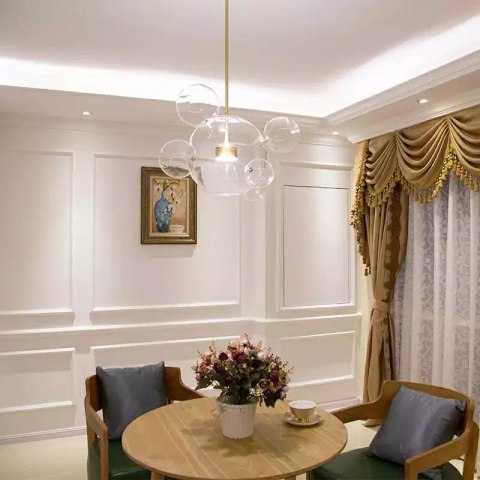 King Home Lampa wisząca CAPRI 6 złota - LED aluminium klosze szkło przezroczysty King Home Lampa wisząca CAPRI 6 złota - LED aluminium klosze szkło przezroczysty
