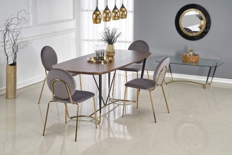 HALMAR stół MANCHESTER blat MDF okleina naturalna orzech nogi stal malowana stal chromowana czarny / złoty 180x90 HALMAR stół MANCHESTER blat MDF okleina naturalna orzech nogi stal malowana stal chromowana czarny / złoty 180x90