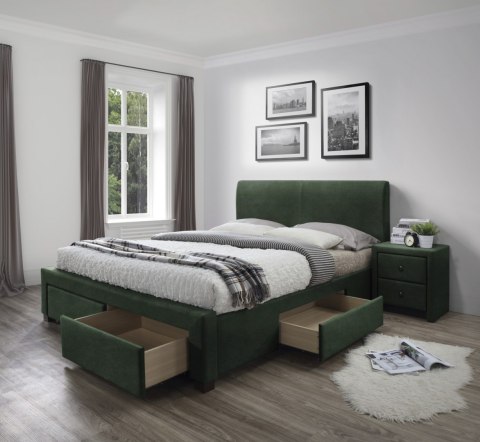 Halmar łóżko MODENA 3 z szufladami 160x200 tapicerowane ciemny zielony velvet z zagłówkiem ze stelażem Halmar łóżko MODENA 3 z szufladami 160x200 tapicerowane ciemny zielony velvet z zagłówkiem ze stelażem