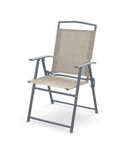 Halmar ROCKY krzesło składane popielaty / c. popiel siatka+metal