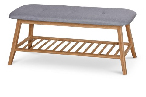 Halmar ławka tapicerowana ST15 / stojak na buty lite drewno bambus - tkanina popielaty 100x30 Halmar ławka tapicerowana ST15 / stojak na buty lite drewno bambus - tkanina popielaty 100x30