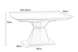 SIGNAL STÓŁ CORTEZ ROZKŁADANY CERAMIC SZARY MDF +CERAMIKA EFEKT MARMURU/ STELAŻ MDF + STAL SZCZOTKOWANA ANTRACYT MAT 160(210)X90