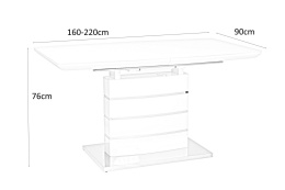 SIGNAL STÓŁ LEONARDO MDF+SZKŁO BIAŁY LAKIER / BIAŁY LAKIER MDF+STAL160(220)X90