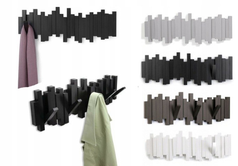 UMBRA wieszak ścienny STICKS czarny - tworzywo na ubrania czapki szale do przedpokoju pokoju młodzieżowego sztuczne UMBRA wieszak ścienny STICKS czarny - tworzywo na ubrania czapki szale do przedpokoju pokoju młodzieżowego sztuczne