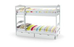 Halmar SAM - łóżko piętrowe z materacami - białe, drewno sosnowe