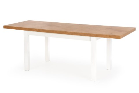 Halmar stół TIAGO rozkładany 140-220x80 prostokątny blat: MDF laminat dąb lancelot, nogi: biały drewno lite bukowe Halmar stół TIAGO rozkładany 140-220x80 prostokątny blat: MDF laminat dąb lancelot, nogi: biały drewno lite bukowe