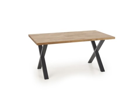 Halmar stół APEX 160x90 drewno lite - dębowe kolor: dąb naturalny, stelaż stal malowana czarny Halmar stół APEX 160x90 drewno lite - dębowe kolor: dąb naturalny, stelaż stal malowana czarny