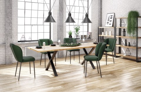 Halmar stół APEX 160x90 drewno lite - dębowe kolor: dąb naturalny, stelaż stal malowana czarny Halmar stół APEX 160x90 drewno lite - dębowe kolor: dąb naturalny, stelaż stal malowana czarny
