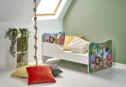 Halmar łóżko z materacem HAPPY JUNGLE wielobarwny, płyta laminowana obrzeża miękkie PVC