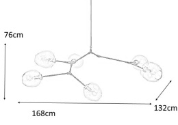 Lampa wisząca SPLIT 6 GOLD - aluminium, szkło