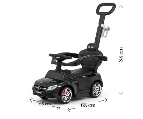 Milly Mally Pojazd z rączką Jeździk Chodzik Pchacz MERCEDES-AMG C63 Coupe Black Czarny schowek pod siedziskiem 12m+ Milly Mally Pojazd z rączką Jeździk Chodzik Pchacz MERCEDES-AMG C63 Coupe Black Czarny schowek pod siedziskiem 12m+
