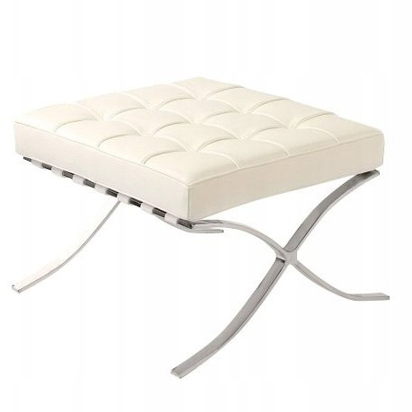 King Home Podnóżek Siedzisko BARCELON PRESTIGE biały - włoska skóra naturalna, stal polerowana siedzisko pikowane King Home Podnóżek Siedzisko BARCELON PRESTIGE biały - włoska skóra naturalna, stal polerowana siedzisko pikowane